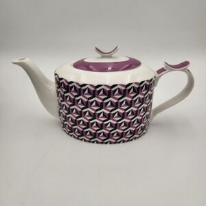 Jameson & Tailor 6-Cup Porcelain (Vegan) White/Lavender/Black Tea Pot w/Lid Box‎